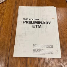 1989 Honda Accord Preliminary ETM Electrical Troubleshooting Manual Supplement picture