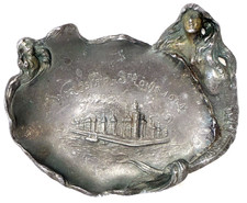 Holy Grail Worlds Fair Ashtray 1904 St Louis MERMAID Electricity Building Metal picture