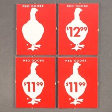 4 Vintage Red Goose Shoes Shoe Store Cardboard Price Tags 1950s picture