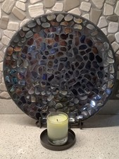 Partylite “AURORA” Iridescent Nugget Mosaic Art Glass Candleholder, Mint Cond picture