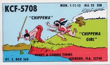 QSL Card Vintage Amateur Ham Radio  Indian Art Chippewa Girl picture