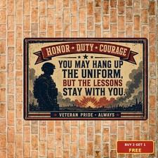 Patriotic Military Veteran Tin Sign Will Never Forget Wall Plaque picture