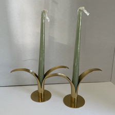 Vintage Lily Brass MCM Candlestick Holders Made in Sweden for Scan Corporation picture