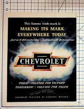 Vintage 1940s Chevrolet War Bonds Ad WWII Era Auto Ephemera Print picture
