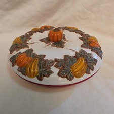 Vintage Style-Eyes Baum Bros Pumpkin Pie Keeper Lidded Dish Fall Decor AS-IS picture