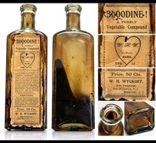Antique BLOODINE W H Wyckoff Patent Medicine Bottle Original Label NJ picture