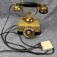 ☎️ Vintage French Victorian Style Reproduction Rotary Telephone Gold Black picture