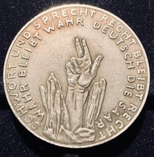 1935 German Reich Saar Vote True Remains True Token New picture