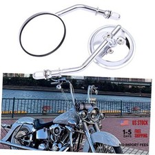 Chrome Motorcycle Round Sportster Mirrors Rear View Compatible with Chrome#2 picture