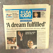 USA TODAY Newspaper Nov 2008 President-elect Obama 