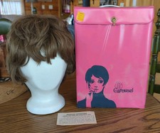Carousel Wig Box Carry Case with Brunette Shag Wig & Foam Head 1970s Vintage picture