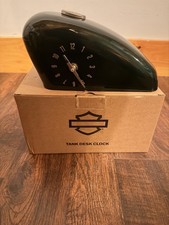 Harley Davidson Mini Replica Gas Tank Desk Clock Green Working w Original Box picture