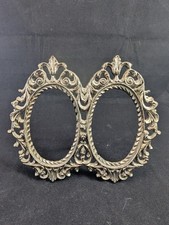 Vintage Ornate Brass Double Oval Picture Frame Rococo Victorian Style 5.5