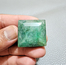 Fabulous A+ 121 Crt Green Brazilian Emerald Square Shape Jewelry Making Gemstone picture
