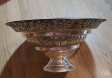 Large Vintage Silver Tone Pedestal Bowl 13.25