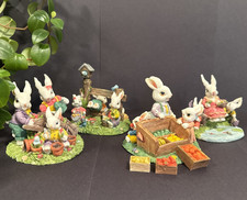 Easter Bunny Rabbit Family Decor Resin Figurine Picnic Garden Spring Village picture