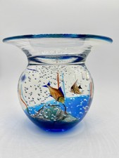 Andrea Tagliapietra Murano Art Glass Aquarium Fish Dish Signed 7” Sculpture picture