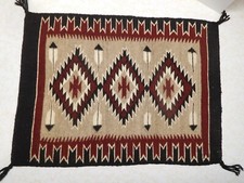 Vintage 1990's Black,Rust,Gray,Beige,White Navajo Eye Dazzler Rug/Blanket 22 x17 picture