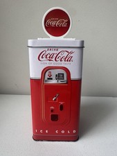 Coca-Cola 1950s Replica Vending Machine Coin Bank Tin Metal Coke Collectible picture