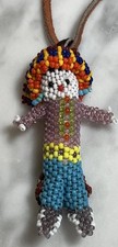 Native American Indian Beaded Miniature Souvenir Necklace Leather picture