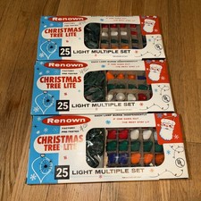 3 VTG NOS 1960s Renown Christmas Tree Lite Sets Multicolor 25 Light 24 Ft Each picture