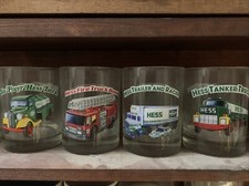 Hess Truck New Complete 1996 Vintage Set of 4 Toy Truck Glasses + Free Truck picture
