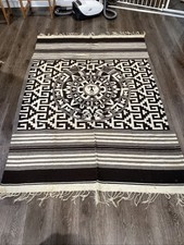 Vintage Hand Woven Aztec Warrior Native Rug / Wall Hanging Tapestry 1930s 40s picture