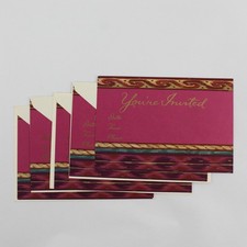 Set of 5 VTG Hallmark Colorful Boho Invitations UNUSED picture