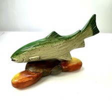 Big Sky Carvers Montana Rainbow Trout On Carved Stone Base Handcarved & Painted picture