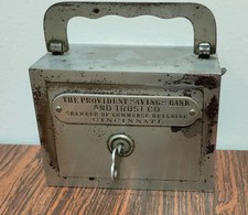 Antique W.F. Burns Co. Coin Bank w/Key -Provident Savings Trust - Cincinnati picture