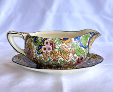 Royal Winton Grimwades Paisley Chintz Sauce Gravy Boat Underplate England picture