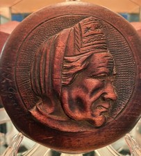 Vintage French Wooden Breton Tradesman Figural Carved in Relief Box-