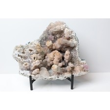 Large Brazilian Zeolite, Pink Amethyst, Quartz & Calcite Stalactite on Stan picture