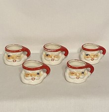 1960 Holt Howard Vintage Winking Santa Mini-Mugs  Set of 5  Left & Right Wink picture