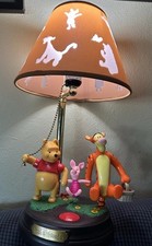 Vintage Winnie the Pooh Piglet & Tigger Animated Lamp w/ Shade Light Works Read picture