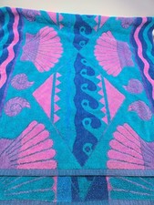 Vintage Royal Terry Beach Towel Retro Neon 100% Cotton Shells 90s 56