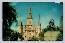 New Orleans LA Jackson Square St. Louis Cathedral Andrew Jackson Statue Postcard picture