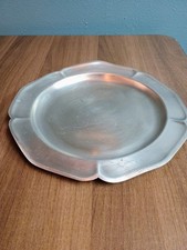 Vtg International Silver Pewter Charger Plate Platter Scalloped Eagle 277 70-1 picture