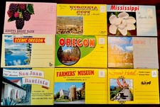 Lot of 9 Vintage Souvenir Postcard Folders 1940s/50s Chrome Unposted HTF Obscure picture