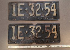 1926 New York License Plates - Matched Pair picture