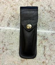Vintage Buck 317 Black Leather Knife Sheath Belt Loop Retaining Snap Flap picture