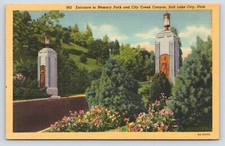 Salt Lake City Utah Memory Park City Creek Canyon War Dedicated Postcard Vtg B5 picture