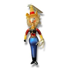 Christopher Radko  2002 ROPIN' ROSIE Cowgirl  #00018-0  Glass Ornament EUC picture