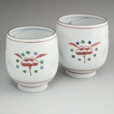 Kyoto Ware Kiyomizu Teacup Couple Set Red Temari Japan 9.5cm (3.7in) picture
