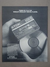 1980s TDK HX S Digital Cassette Tape CD Disc Player Vintage Poster Print Ad picture