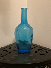 Vintage Blue Glass Bottle Made in Japan Retro Collectible Decor picture
