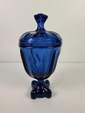 Vintage Viking Glass Epic Bluenique Four Square Covered Candy Dish #1486 picture
