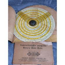Vintage Charles Bruning 68-471 Binary Circular Slide Rule Case Manual 1961 picture