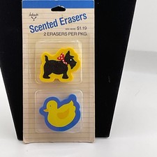 Vintage 1984 Ambassador Scottie Dog And Duck Scented Erasers NIP picture