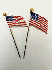 2 Vintage 48-Star American Flag Hat Pins, the Whitehead & Hoag Co., Newark, NJ picture